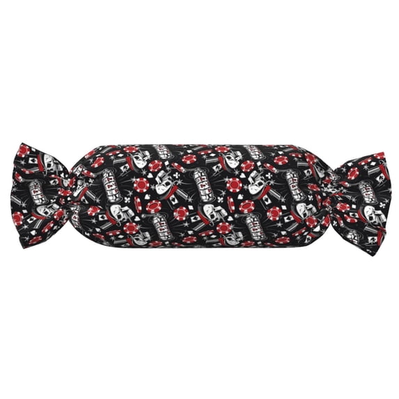 Salouo Vintage Skull Casino Pattern Cute Bolster Pillow,Cylindrical Pillow Long Pillow for Bed Round Side Pillow for Knee/Leg/Neck ,- Length 24.4" x 9.8" Diameter