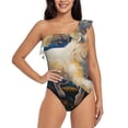 thumbnail image 1 of Salouo Vintage Starry Sky Labrador Pattern One Shoulder Ruffled One Piece Swimsuit for Women V Neck Swimwear Tummy Control Bathing Suit-XX-Large, 1 of 6