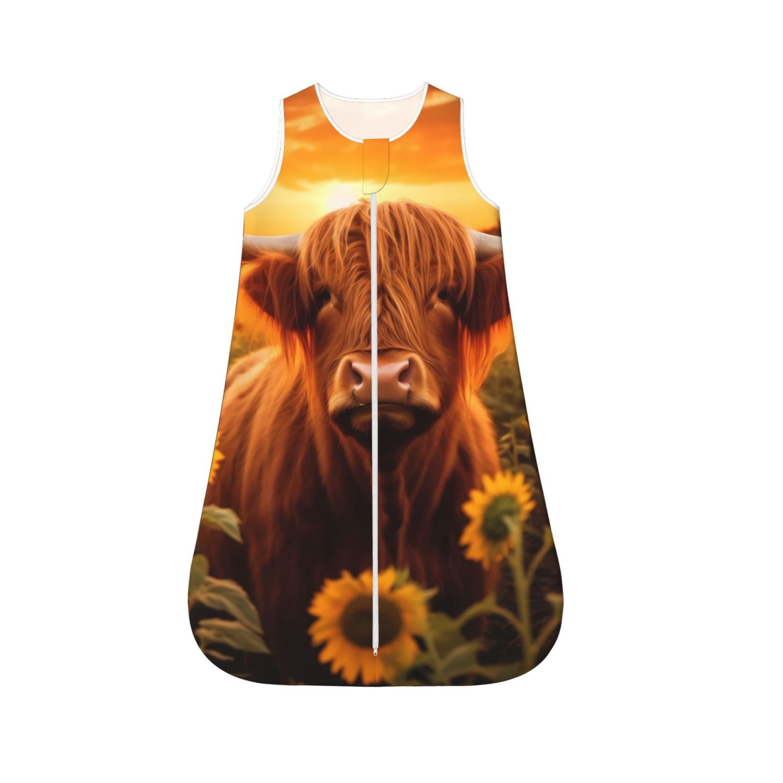 Salouo Vintage Sunflower Cow B Print Baby Sleep Sack Wearable Blanket