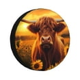 thumbnail image 1 of Salouo Vintage Sunflower Cow A Print Spare Tire Cover 14-17 inch Spare Tire Protector Universal Tough Tire Wheel Cover for Trailer SUV and Truck-16 inch, 1 of 6