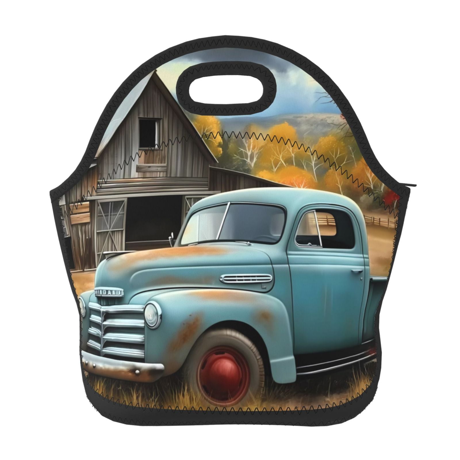 Salouo Vintage Truck Farm Scene for Lunch Tote,Lunch Bag Insulated