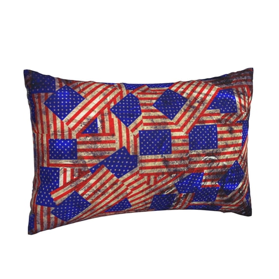 Salouo Vintage USA Flag Print Print Pillow Case Cover,Wrinkle-Free Bed Pillow Cover Pack of 1 Home Decor Fade-Resistant and Stain-Resistant ,Pillows Not Included -16"x24"
