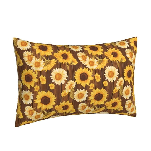 Salouo Vintage Wood Grain Sunflower A Print Print Pillow Case Cover,Wrinkle-Free Bed Pillow Cover Pack of 1 Home Decor Fade-Resistant and Stain-Resistant ,Pillows Not Included -16"x24"