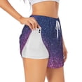 thumbnail image 1 of Salouo Violet Glitter Print Women's 2 in 1 Running Shorts Double-Layer Shorts Athletic Workout Gym Yoga Shorts Running Shorts for Women-Small, 1 of 7