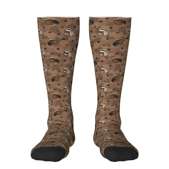 Salouo Warm Coffee Pattern Print Women's Men's Ankle Socks 1-pack Casual Athletic Socks for Unisex Adult Moisture-Wicking Socks for Daily Wear/Running/Sport