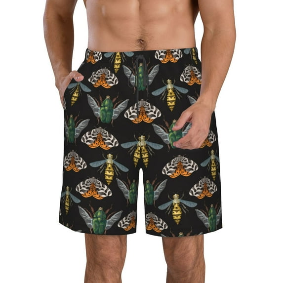 Salouo Wasp Cockchafer Butterfly Pattern Swim Trunks for Men,Men's Hawaiian Bathing Suit Swimsuits Quick Dry Swimming Board Shorts Beach Shorts with Pockets-Medium
