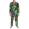 thumbnail image 1 of Salouo Watercolor Cactuses Print Button-Front Long Sleeve Pajama Set for Men, Soft 2Pjs Men's Long Sleeve Sleepwear -X-Large, 1 of 7