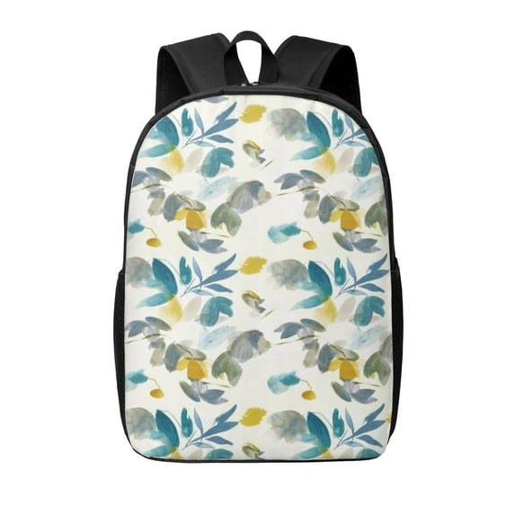 Salouo Watercolor Leaves Print Travel Laptop Backpack,17Inch Casual Bag with Side Pockets for Men & Women Stylish Daypack for Weekender/Business/Hiking-One Size