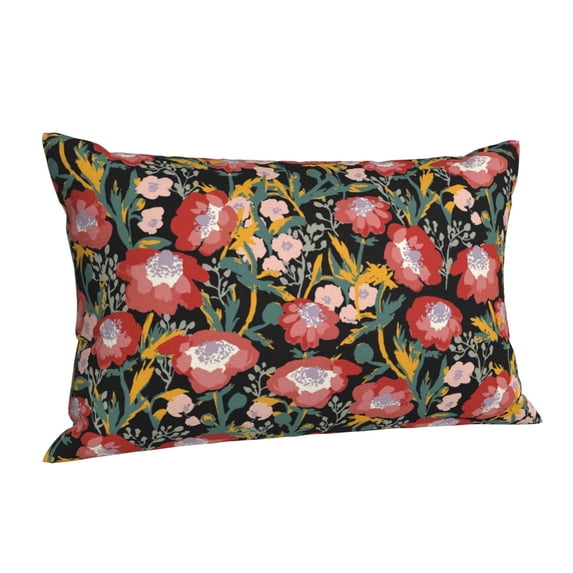 Salouo Watercolor Red Wildflowers Pattern Pillow Cases,1PC Pillow Covers with Envelope Closure Decorative Pillow Case for Bed Couch,Pillows Not Included-16"x24"