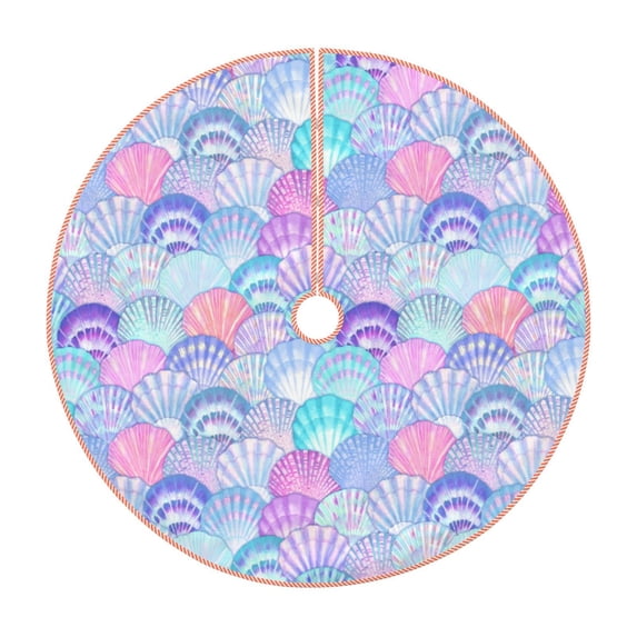 Salouo Watercolor Sea Shells 1 Christmas Tree Skirt 36" Farmhouse Christmas Decorations Snowman Xmas Tree Skirt Tree Mat for Holiday Party Decor