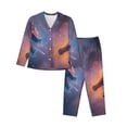 thumbnail image 1 of Salouo Watercolor Sky Dragon Pattern Women's Pajamas Set Long Sleeve Button Down Sleepwear Soft Pj Lounge Sets for women 2 Piece Pjs Set with Long Pants -Medium, 1 of 8