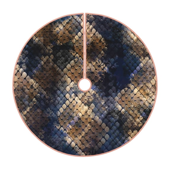 Salouo Watercolor Snake Skin Christmas Tree Skirt 30" Farmhouse Christmas Decorations Snowman Xmas Tree Skirt Tree Mat for Holiday Party Decor