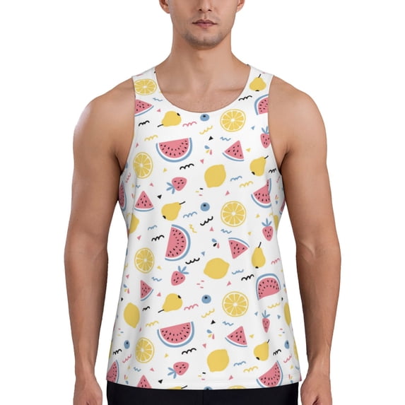 Salouo Watermelon And Lemon for Men's Tank Tops,Sleeveless Muscle Shirts for Men Quick Dry Workout Tank Top Gym Muscle Tee Fitness Bodybuilding Sleeveless T Shirt-Medium