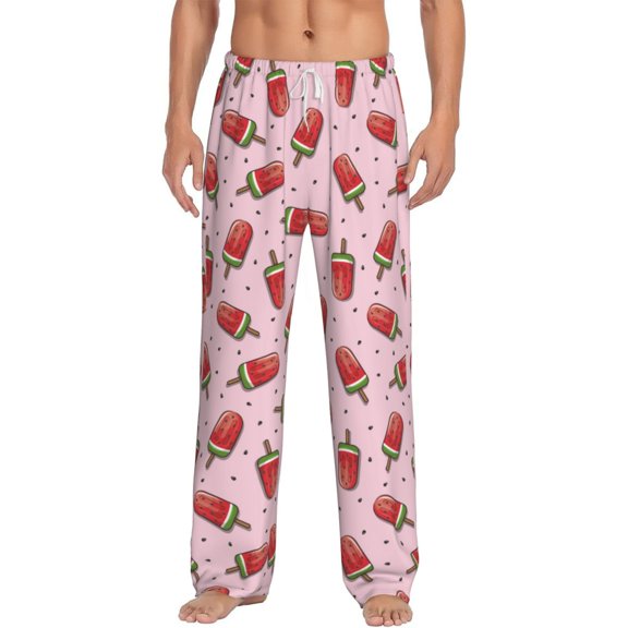 Salouo Watermelon Ice Cream Print Pajama Pants for Men, Lounge Pants Elastic Waistband Casual Men's sleepwear Loungewear Sleep Pajama Pant -Large