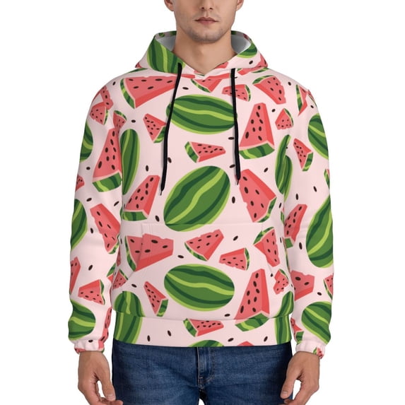 Salouo Watermelon Pattern Men's Fall Hoodie Sweatshirt,Sport Hoodie with Pockets for Men Pullover Casual Hooded Sweatshirt-Medium
