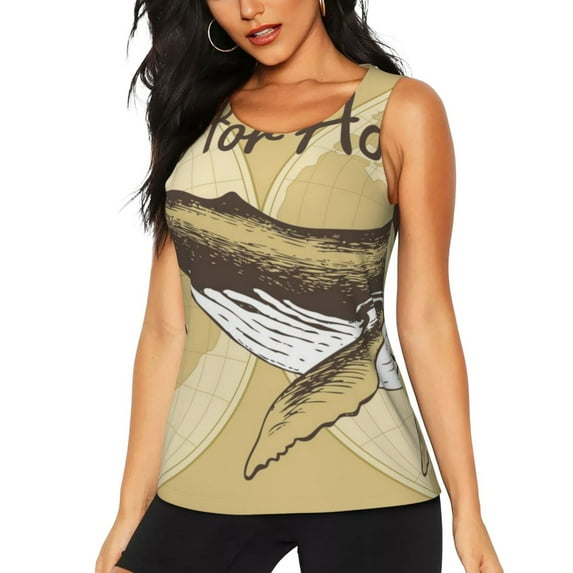 Salouo We Live for Adventure Pattern Workout Tank Tops for Women,Gym Exercise Sleeveless Running Loose Athletic Top Fit Yoga Tops Active Shirts-Medium