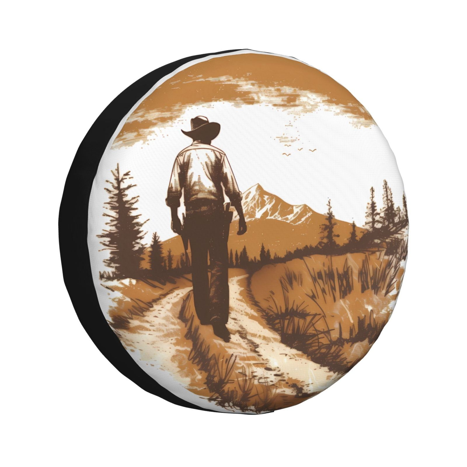Salouo Western Cowboy Countryside Print Spare Tire Cover 1417 inch