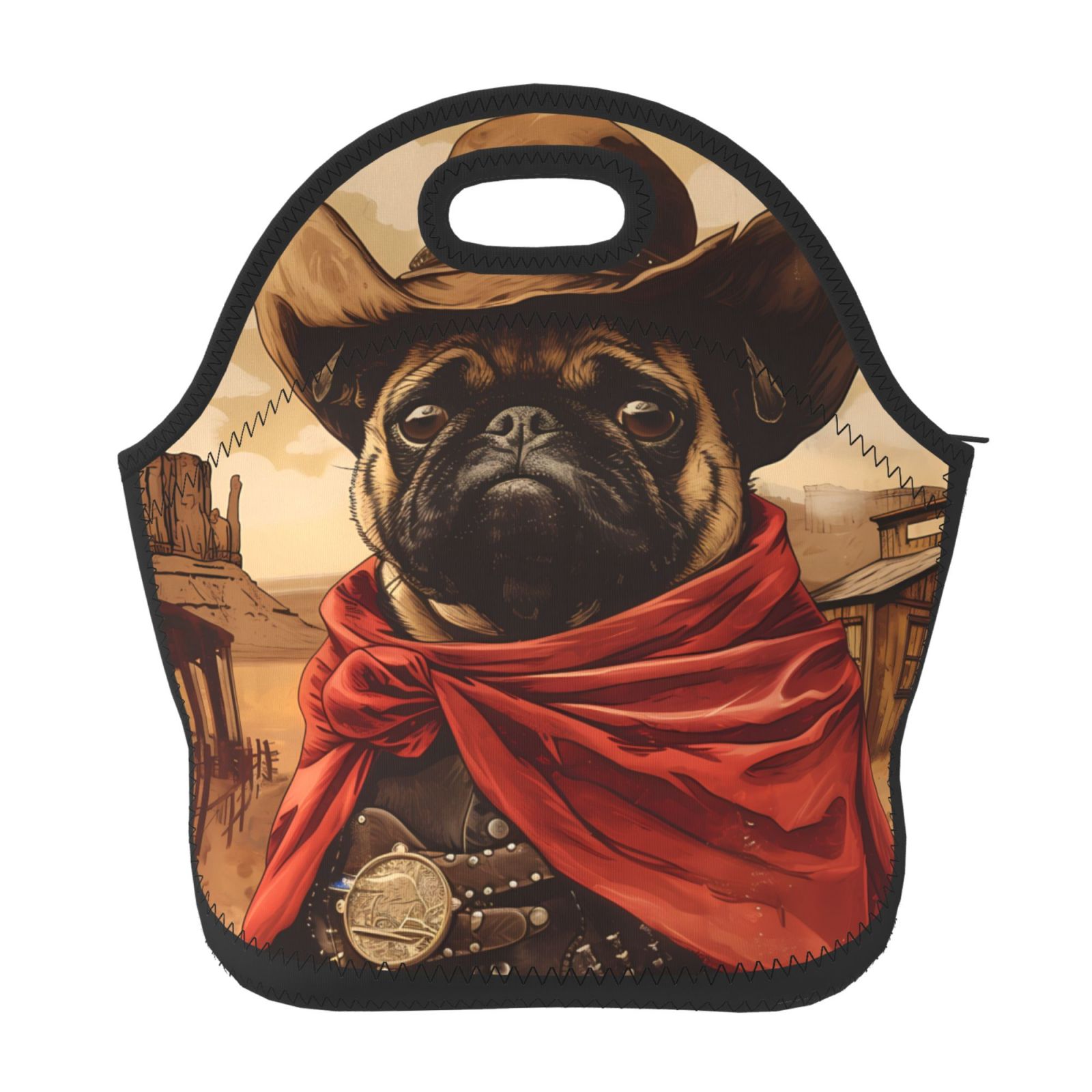Salouo Western French Bulldog Cowboy for Lunch Tote,Lunch Bag Insulated