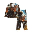 thumbnail image 1 of Salouo Western Guitar Cowboy Pattern Women's Pajamas Set Long Sleeve Button Down Sleepwear Soft Pj Lounge Sets for women 2 Piece Pjs Set with Long Pants -X-Large, 1 of 8