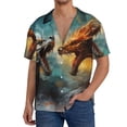 thumbnail image 1 of Salouo White And Red Sketch Dragon Pattern Cuban Collar Shirts for Men Button-Down Shirt Men's Short Sleeve Shirts Hawaiian Shirts Casual Shirts -3X-Large, 1 of 6