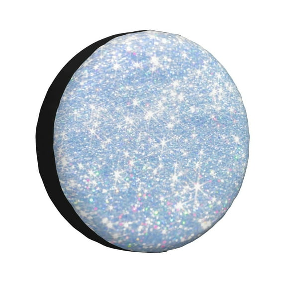 Salouo White Bule Glitter Print Spare Tire Cover 14-17 inch Spare Tire Protector Universal Tough Tire Wheel Cover for Trailer SUV and Truck-14 inch