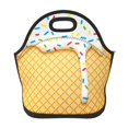 Salouo White Ice Cream for Lunch Tote,Lunch Bag Insulated Lunch Box