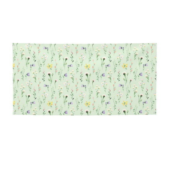 Salouo Wildflower Watercolor 5 Pattern Holiday Banner Outside Party Decoration Banner (1PC) Festival Supplies Fit for Birthday Parties & Celebrations & Chrismas-Small