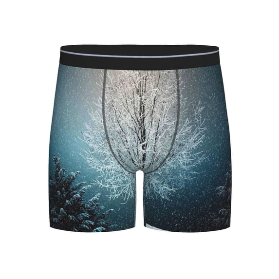 Salouo Winter Rabbit Pattern Men's Boxer Briefs, Soft & Breathable Underwear Elastic Waistband Briefs for Men,1-Pack