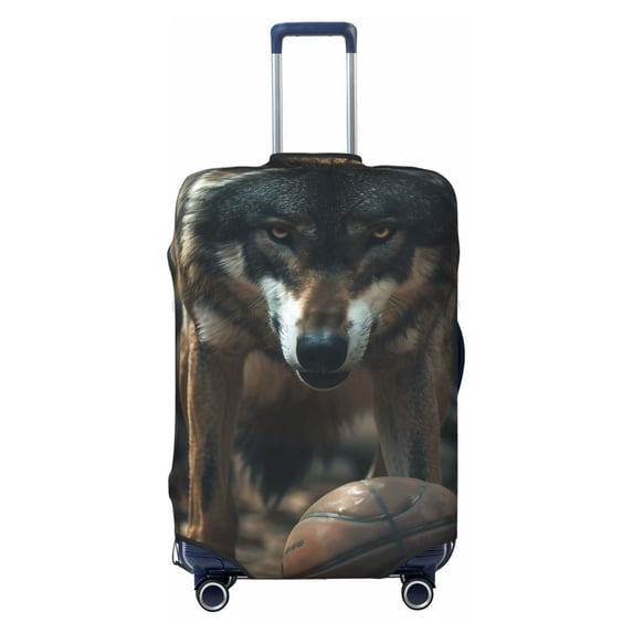 Salouo Wolf With Basketball Pattern Travel Dust-proof Suitcase Cover, Softside Suitcase Protector Luggage Cover Protector for 18-32inch ,Not Included Suitcase