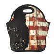 Salouo Wood Grain Bald Eagle for Lunch Tote,Lunch Bag Insulated Lunch