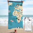 thumbnail image 1 of Salouo World Map With Animal Pattern 1 Pack Bath Towel, Quick Drying Towels Premium Towels for for Body, Sport, Yoga, SPA, Fitness-31.5"x63", 1 of 8