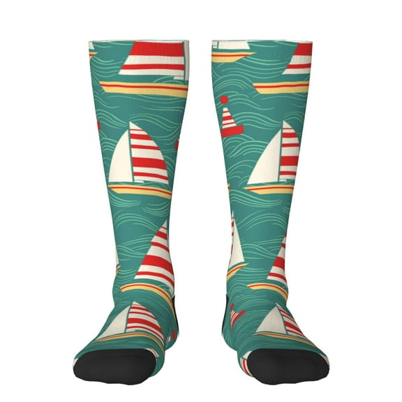 Salouo Yachts And Buoys Print Women's Men's Ankle Socks 1-pack Casual Athletic Socks for Unisex Adult Moisture-Wicking Socks for Daily Wear/Running/Sport