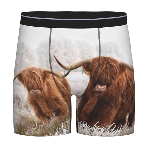 Salouo Yak Pattern Men's Boxer Briefs, Soft & Breathable Underwear Elastic Waistband Briefs for Men,1-Pack