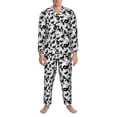 thumbnail image 1 of Salouo Yin And Yang Print Button-Front Long Sleeve Pajama Set for Men, Soft 2Pjs Men's Long Sleeve Sleepwear -Large, 1 of 7