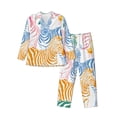 thumbnail image 1 of Salouo Zebra Colourful Print Button-Front Long Sleeve Pajama Set for Men, Soft 2Pjs Men's Long Sleeve Sleepwear-Large, 1 of 7