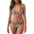 thumbnail image 1 of Salouo blue pink colorful cracked texture Pattern Women's Sexy Bikini Set,String Two Piece Swimsuit V Neck Swimwear Self Tie Spaghetti Straps Bathing Suits -Small, 1 of 6