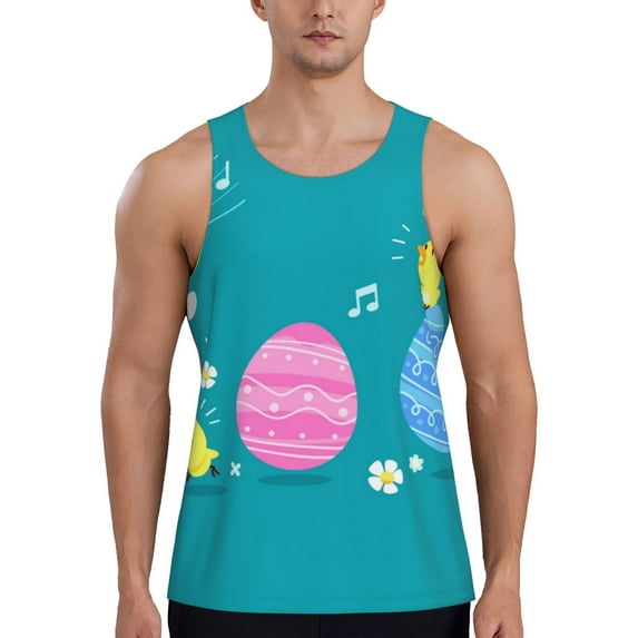 Salouo bunny holding flower for Men's Tank Tops,Sleeveless Muscle Shirts for Men Quick Dry Workout Tank Top Gym Muscle Tee Fitness Bodybuilding Sleeveless T Shirt-X-Large