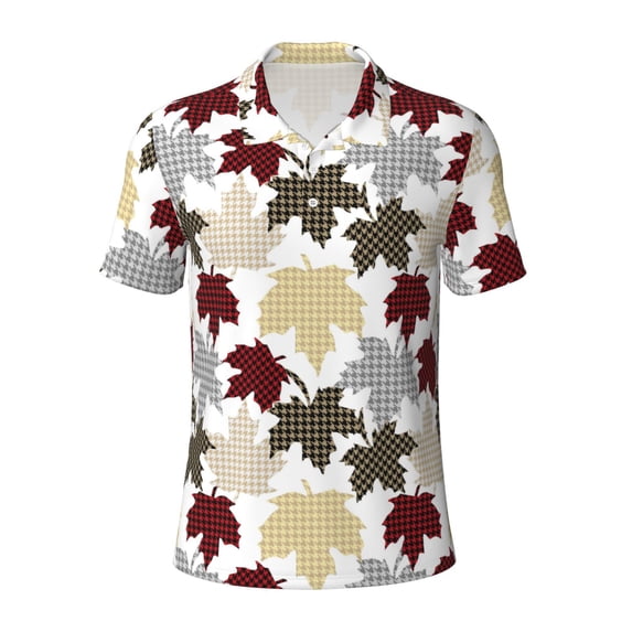 Salouo colorful Maple for Men's Short Sleeve Polo Shirts,Polo Shirts for Men Performance Short Sleeve Golf Shirt Athletic Casual Collared T-Shirt-XX-Large