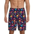 Salouo colorful Skull Retro Pattern Men's Sleep Pajama Shorts,Pajama