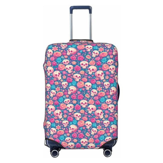 Salouo colorful Skull flower Pattern Travel Dust-proof Suitcase Cover, Softside Suitcase Protector Luggage Cover Protector for 18-32inch ,Not Included Suitcase