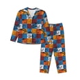 thumbnail image 1 of Salouo colorful plaid Dinosaur Pattern Women's Pajamas Set Long Sleeve Button Down Sleepwear Soft Pj Lounge Sets for women 2 Piece Pjs Set with Long Pants-XX-Large, 1 of 7