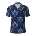 thumbnail image 1 of Salouo cool blue flower Skull for Men's Short Sleeve Polo Shirts,Polo Shirts for Men Performance Short Sleeve Golf Shirt Athletic Casual Collared T-Shirt-Large, 1 of 8