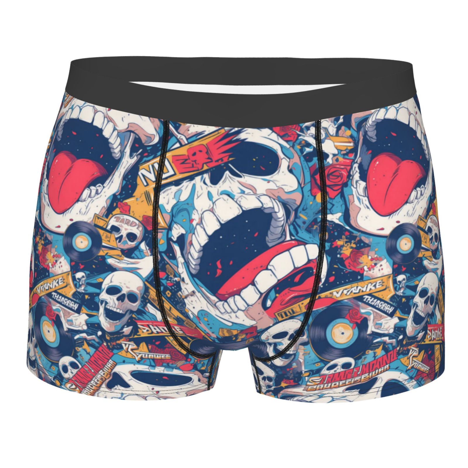 Salouo cool rock Skull Print Men's Boxer Briefs,Breathable Underwear