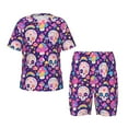 Salouo cute rainbow mushroom Skull Pattern ShortSleeved Pajamas Set