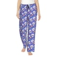 thumbnail image 1 of Salouo flower Skull cartoon Print Women's Pajama Pants Casual Loose Sweatpants PJs Flowy Pants Drawstring Palazzo for Women Wide Leg Pants Lounge Pajama -Medium, 1 of 8