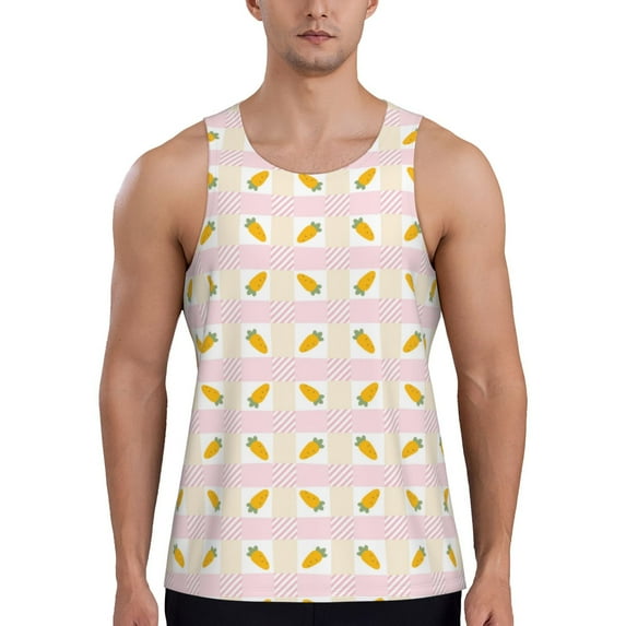Salouo kawaii carrots for Men's Tank Tops,Sleeveless Muscle Shirts for Men Quick Dry Workout Tank Top Gym Muscle Tee Fitness Bodybuilding Sleeveless T Shirt-Large