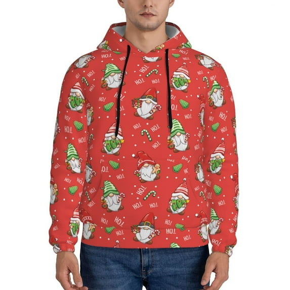 Salouo merry Christmas gnome Pattern Men's Fall Hoodie Sweatshirt,Sport Hoodie with Pockets for Men Pullover Casual Hooded Sweatshirt-Small