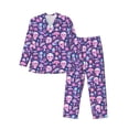 thumbnail image 1 of Salouo mushroom rainbow color Skull Print Button-Front Long Sleeve Pajama Set for Men, Soft 2Pjs Men's Long Sleeve Sleepwear-XX-Large, 1 of 7