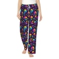 thumbnail image 1 of Salouo mushroom rainbow color Skull Print Women's Pajama Pants Casual Loose Sweatpants PJs Flowy Pants Drawstring Palazzo for Women Wide Leg Pants Lounge Pajama -Medium, 1 of 8