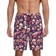 thumbnail image 1 of Salouo music Skull record Guitar Pattern Men's Sleep Pajama Shorts,Pajama Bottoms Elastic Waistband Sleep Pajama Short PJ Shorts for Men -XX-Large, 1 of 6